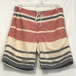 J. Crew mens swim trunks. Red/cream/blue. Size 33